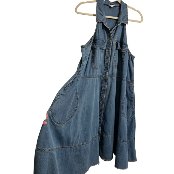 Anthropologie Pilcro Denim Sleeveless Halter Swing Midi Dress Plus Size 1X - Picture 5 of 11